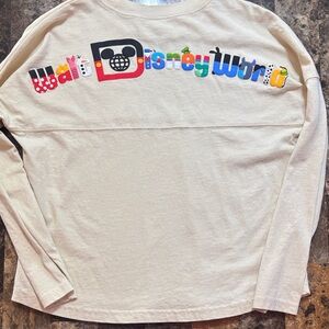 Walt Disney World Kids Cream Long Sleeve Tee with Colorful Logo